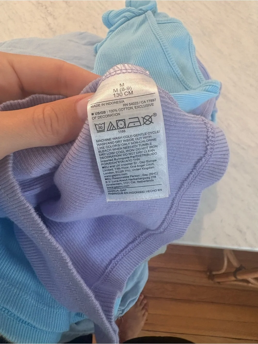 Gap Ribbed Tank Top Bundle Lavender Butterfly & Blue Ruffle Size M